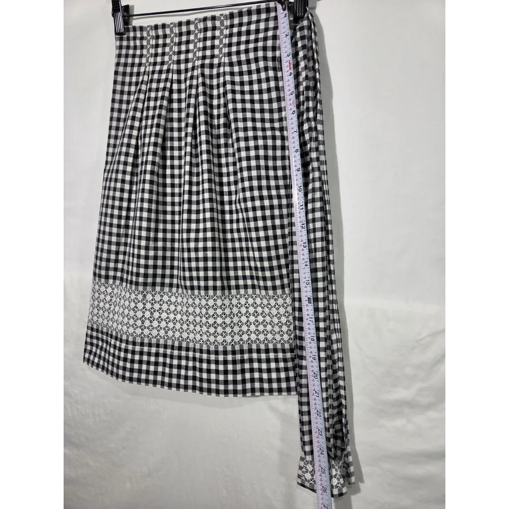 Vintage Gingham Half Apron Black White Check Chicken Scratch Cottagecore Retro